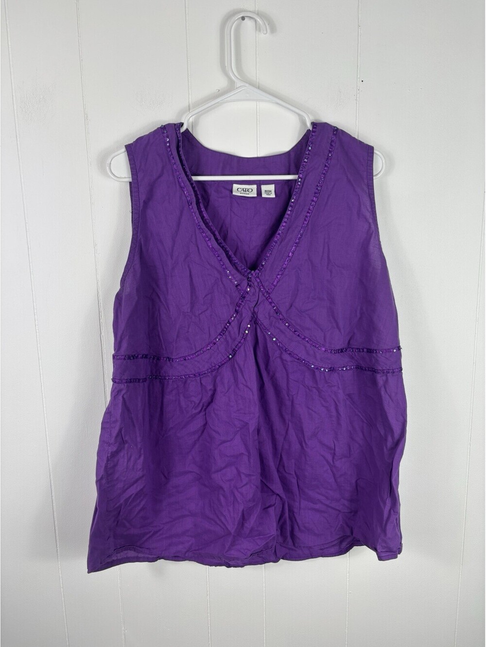 Cato Purple Sleeveless Top Sequin Detailing Size 18/20 Artsy Feminine Fairy Boho